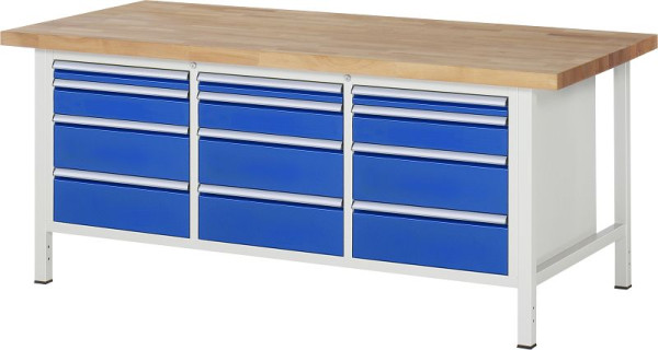 RAU Werkbank Serie 8000 - Modell 8580, B2000 x T900 x H840-1040 mm, 13-8580A2-209B4H.11