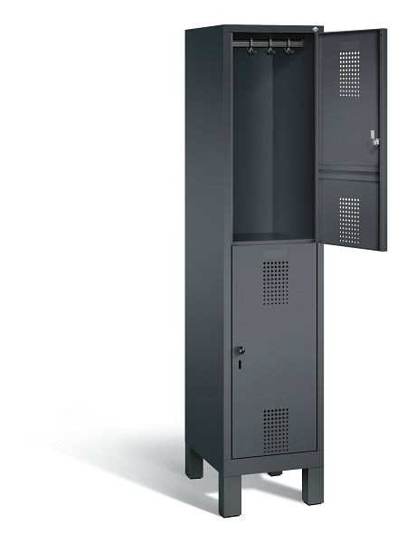 C+P Spind doppelstöckig Evolo, H1850xB420xT500mm, Farbe: Schwarzgrau, 48310-12 S10087