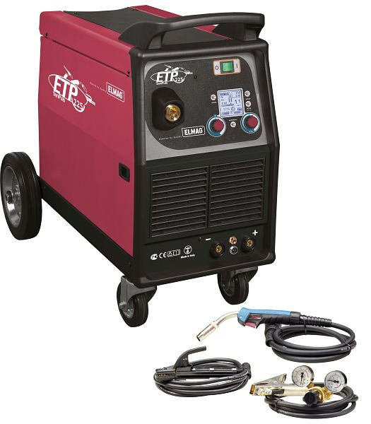 ELMAG Multifunktions-Schweißinverter, fahrbar GRUND-SET, Modell ETP 225 SynPuls - GRUND-SetMIG/MAG (+Puls), WIG (DC), MMA, 00365