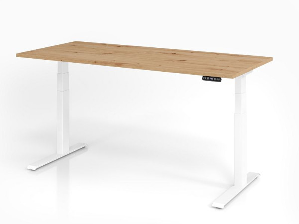 Hammerbacher Schreibtisch XDKB19, 180 x 80 cm, Platte: Asteiche, 25 mm dick, ABS-Dickkante, Rechteckform, Weiß, VXDKB19/R/W
