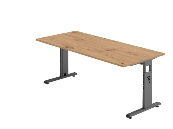 Hammerbacher Schreibtisch OS19, 180 x 80 cm, Platte: Asteiche, 25 mm dick, 2 mm ABS-Kante, Rechteckform, Graphit, VOS19/R/G