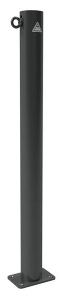 Schake Absperrpfosten Typ 4074PB -ortsfest- Ø 76mm, zum Aufdübeln, mit Flachkopf, feuerverzinkt, DB 703, mit 1 Öse, 4074PB+1