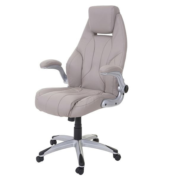 Mendler Bürostuhl HWC-A65, Schreibtischstuhl Chefsessel Drehstuhl, Kunstleder, taupe-grau, 59706