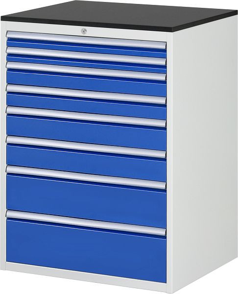 RAU Schubladenschrank Serie 7000, B770xT650xH1030mm, Schubladen: 2xH60, 2xH90, 2xH120, H180, H210mm, Arbeitsplatte melaminharzbeschichtet, 03-XL7.11A-M.11