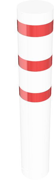 Schake Absperrpfosten Typ 40322B -ortsfest-, zum Einbetonieren, Stahlrohr Ø 323,1mm, Gesamtlänge: 2000mm, feuerverzinkt, weiß / rot, 40322B