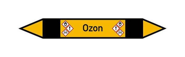 Schilder Klar Rohrleitungskennzeichen Ozon, 100x15 mm Folie selbstklebend, 101576/30