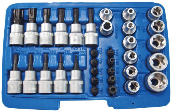 SW-Stahl Steckschlüsselsatz, 3/8", 34-teilig, Biteinsätze fest mit dem Einsatz verpresst, 04187L