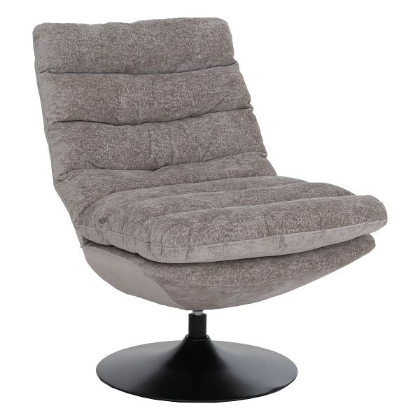 Mendler Loungesessel HWC-Q29, Cocktail-/Polster-/Relaxsessel Sessel drehbar Stoff Chenille (470g/m²) Öko-Tex Stahl, taupe-creme, 121194