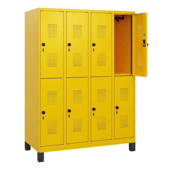 C+P Doppelstöckiger Spind Evolo PLUS, Füße, 8 Fächer, 1630x1200x500mm, 1023/1023, Drehriegel, 0493105-40 S10027