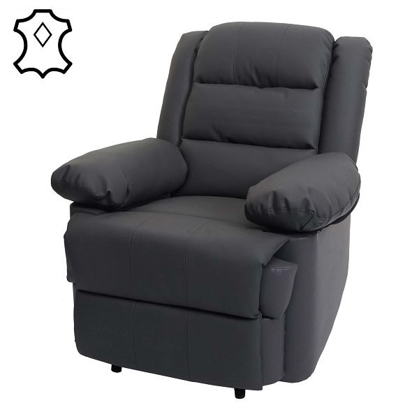 Mendler Fernsehsessel HWC-G15, Relaxsessel Liege Sessel, Leder + Kunstleder 101x87x100cm, grau, 82846+82847