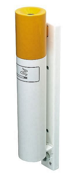 Renner Wandascher in Zigarettenoptik (Ø 76 mm), feuerverzinkt und pulverbeschichtet, maisgelb/verkehrsweiss, 7061-00 1006 /9016