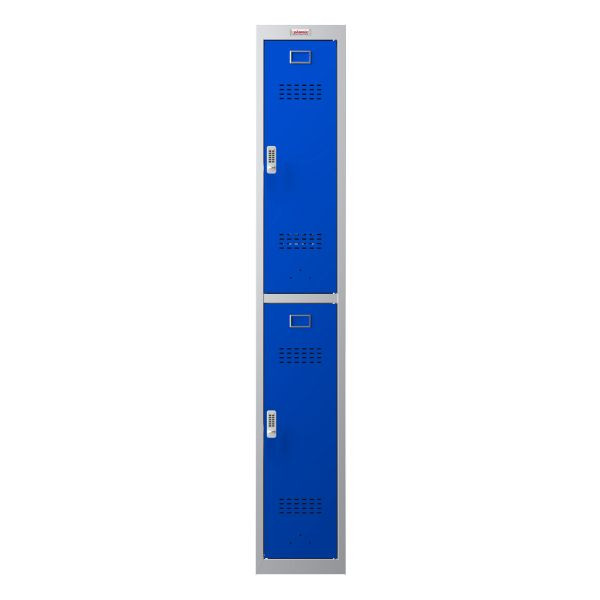 phoenix PL-Serie 1-Säulen-2-türiger persönlicher Spind, graues Gehäuse/blaue Türen mit elektronischen Schlössern, PL1230GBE