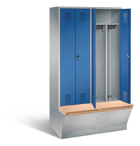 C+P Schwarz-Weiss-Spind Evolo, H2090xB1190xT815mm, Farbe: Weißaluminium / Enzianblau, 48056-40 S10375
