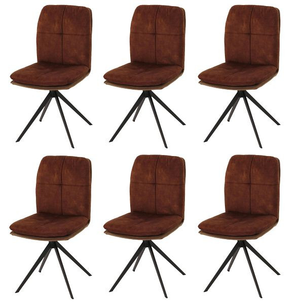 Mendler 6er-Set Esszimmerstuhl HWC-M68, Küchenstuhl Lehnstuhl, drehbar Auto-Position, Metall Stoff/Textil, braun, 3x105181