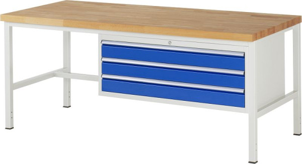 RAU Werkbank Serie 8000 - Modell 8327, B2000 x T900 x H840-1040 mm, Systemunterbau B1995 x T850 x H800-1000 mm, 03-8327A1-209B4H.11