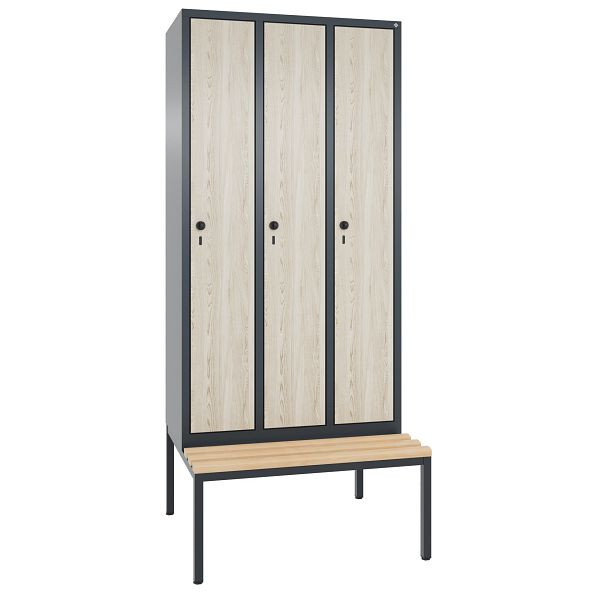 C+P Spind Evolo, 3 Abteile, H2090xB900xT815 mm, Anthrazit/MDF Esche, 48050-30 S10838