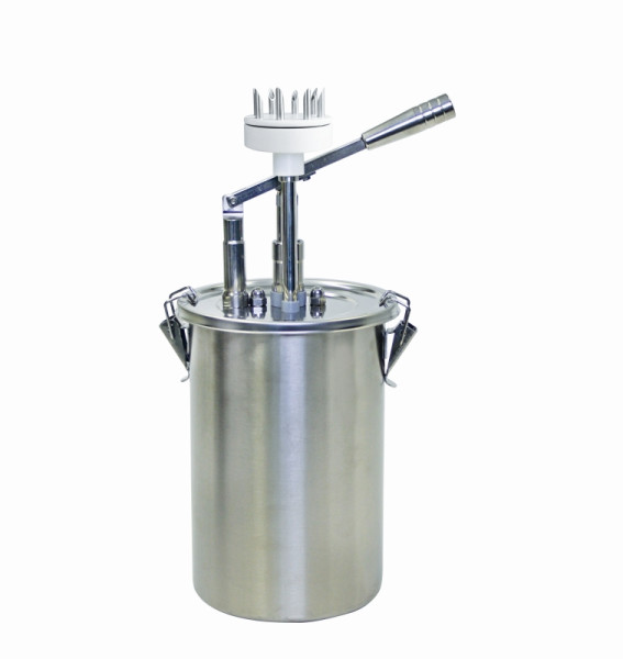 Schneider Hebel Dosierspender mit Donut-Aufsatz, 4,5 Liter, 180 x 180 x 460 mm, Edelstahl, 152280