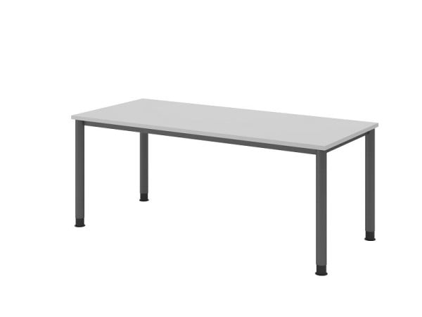Hammerbacher Schreibtisch HS19, 180 x 80 cm, Platte: Grau, 25 mm dick, 4-Fuß-Gestell in Graphit, Arbeitshöhe 68,5-81cm, VHS19/5/G