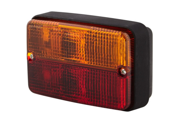 HELLA Heckleuchte - Glühlampe - 12V - Anbau/geschraubt - Lichtscheibenfarbe: rot/gelb - Stecker: Schutz-Kontakt-Stecker - links/rechts, 2SD 997 131-051