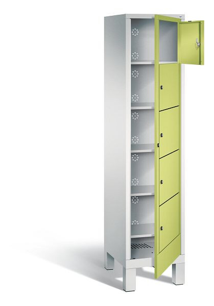 C+P Wäsche-Sammelschrank Evolo, H1850xB420xT500mm, Farbe: Lichtgrau / Viridingrün, 48060-105 S10054