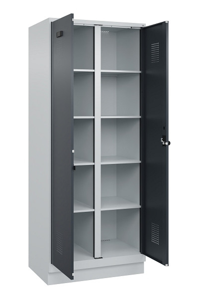 C+P Wäsche-Spind Evolo PLUS, mit Sockel, 2 Abteile, 1950x800x500mm, 7035/7016, Verschluss Drehriegel, 049022-22B S10012