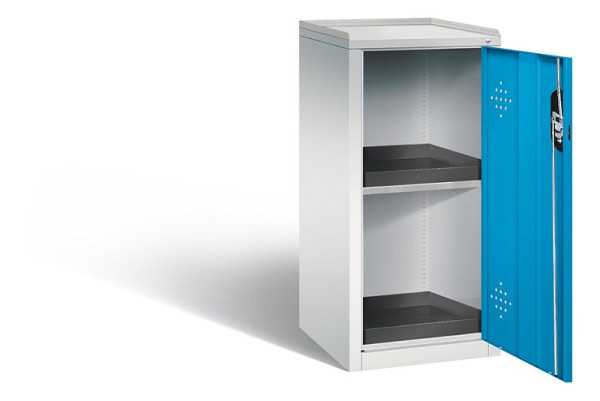 C+P Umweltschrank Acurado, H1000xB502xT500mm, Farbe: Lichtgrau / Lichtblau, Muldengriff, 8721-316 S10039