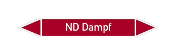 Schilder Klar Rohrleitungskennzeichen ND Dampf, 33000x90 mm Folie selbstklebend, 101499/95