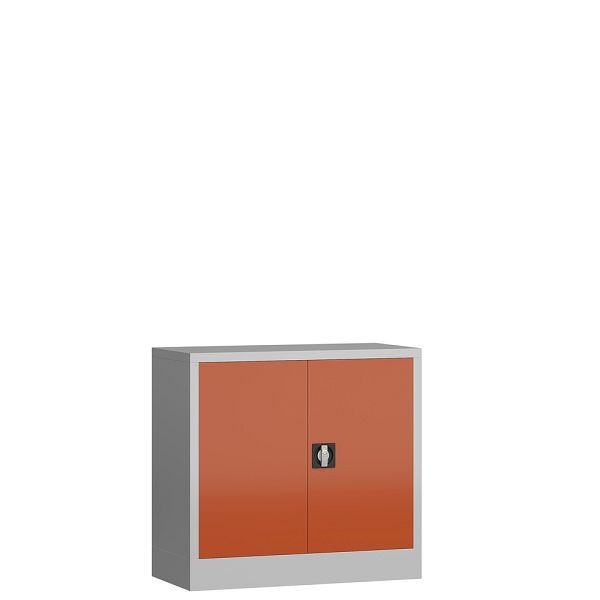 Lüllmann ClassiX Flügeltürenschrank, 750 x 800 x 380 mm, lichtgrau/feuerrot, X-530304