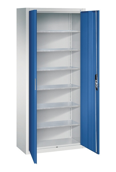 C+P Magazinschrank Serie 13, H1690xB700xT300mm, 7035/5010, Einlegeböden 6, 133413-20 S10213