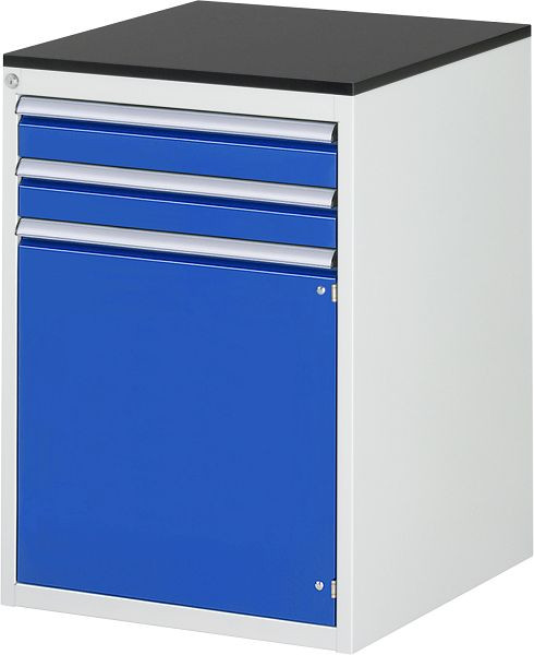 RAU Schubladenschrank Serie 7000, B580xT650xH820mm, Schubladen: 2xH90mm, Flügeltür H540mm, Arbeitsplatte melaminharzbeschichtet, 03-L5.7AR-M.11