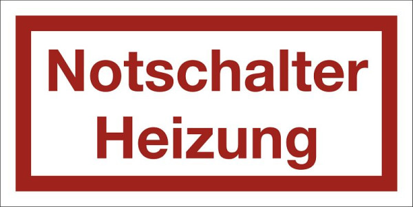 Moedel Notschalter Heizung, Textschild, Folie, 80x40 mm, 99121