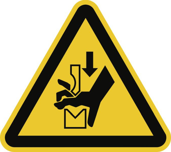 Moedel Warnung vor Quetschgefahr der Hand zwischen..., Folie, 50 mm Seitenlänge, VE: 6 Stück/Bogen, 99037