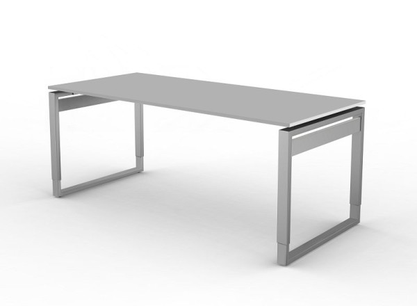 Kerkmann Schreibtisch mit Bügelgestell, Form 5, B 1800 x T 800 x H 680-820 mm, lichtgrau, 11404211