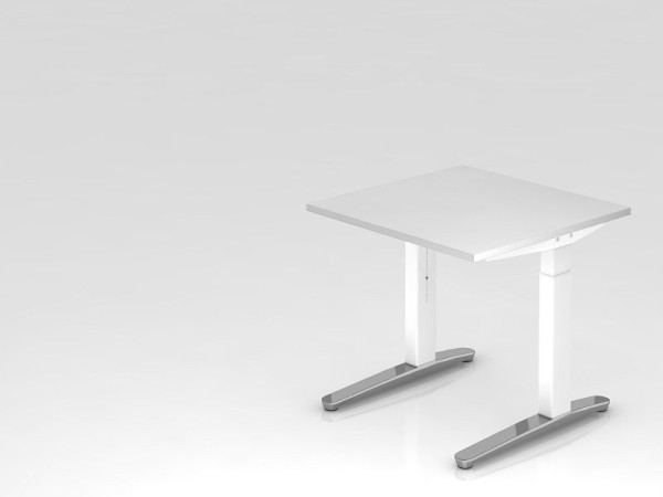 Hammerbacher Schreibtisch C-Fuß 80x80cm Weiß/Weiß, poliert, Rechteckform, VXB08/W/WC