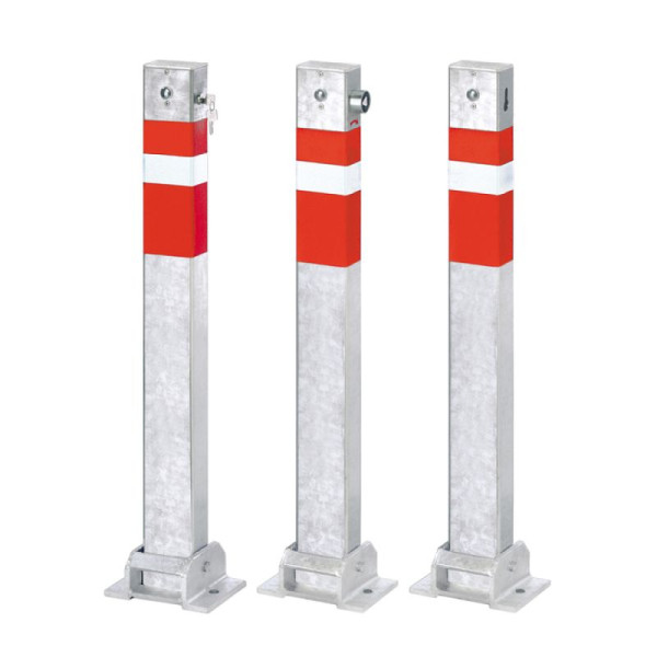 Stein HGS Absperrpfosten -Steel Line-, umlegbar, vorgerüstet für Profilhalbzylinder, mit 3 Ösen (90°), 14217-03