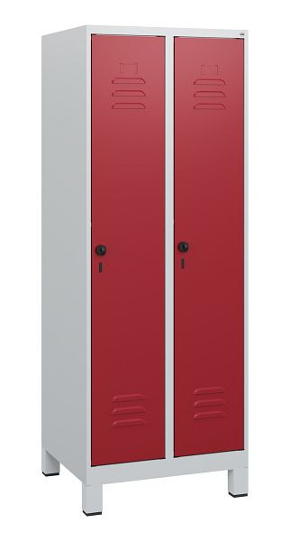 C+P Umkleidespind Classic PLUS, Füße, 2 Abteile, 1630x600x500mm, 7035/3003, Drehriegel, 0800105-20 S10001