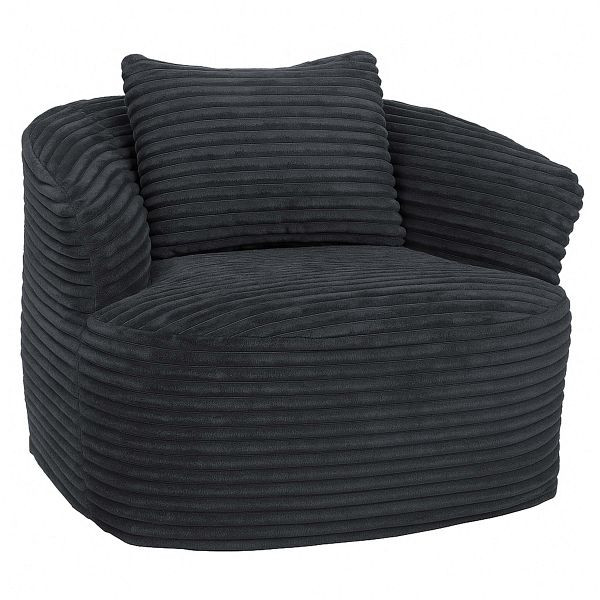 Mendler Sessel HWC-P18, Loungesessel Relaxsessel Polstersessel Cocktailsessel, Stoff/Textil Cord (370g/m²), dunkelgrau, 139666