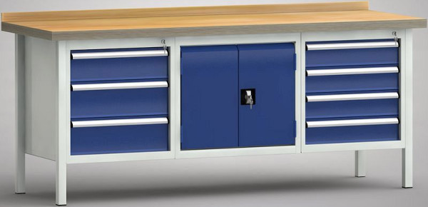 KLW Profi-Werkbank - 2000 x 700 x 900 mm L x T x H ERGO-Version, WP239E-2000M45-E7026