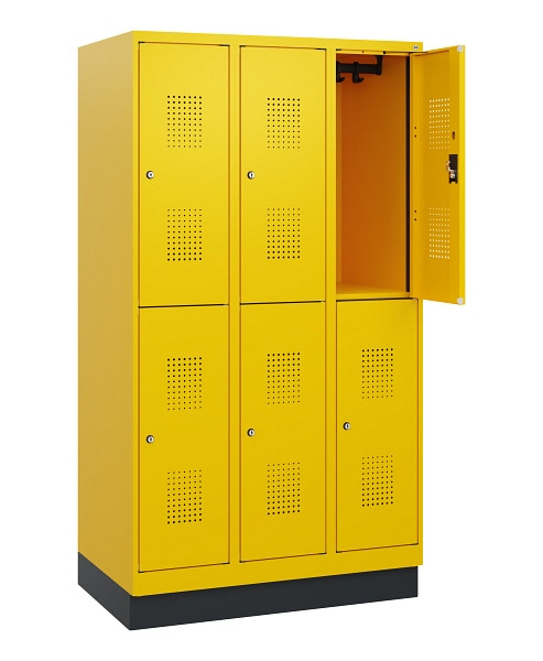 C+P Doppelstöckiger Spind Evolo PLUS, Sockel, 6 Fächer, 1630x900x500mm, 1023/102, Zylinderschloss, 0493205-30 S10062