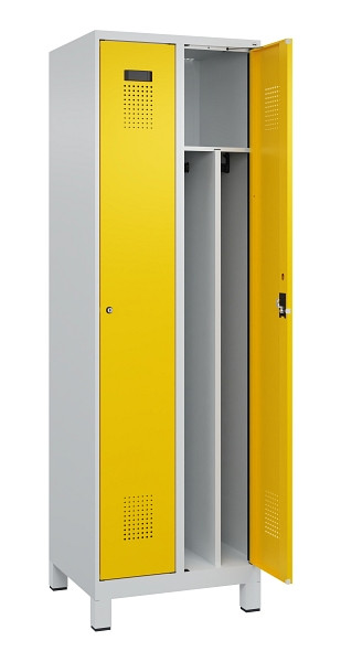 C+P Spind Evolo PLUS, mit Füßen, 2 Abteile, 1950x600x500mm, 7035/1023, Verschluss Zylinderschloss, 049010-20F S10028