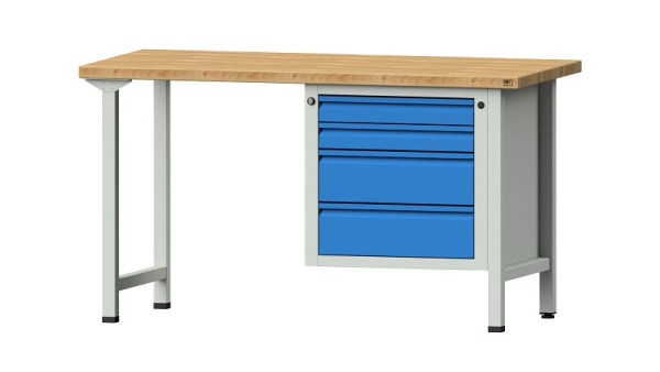 ANKE Werkbänke Kombiwerkbank, Modell 707 E, 1500 x 700 x 840 mm, RAL 7035/5012, BMP 40 mm, 510.532