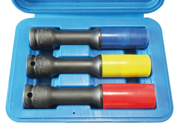SW-Stahl Radmutterneinsätze, 1/2", 17, 19, 21 mm, 3-teilig, lang, 07880L
