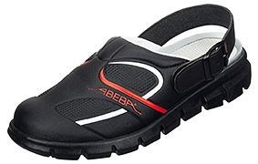 ABEBA Berufsschuhe Dynamic Clog schwarz/ rot, OB, Fersenriemen feststehend, verstellbar, Mikrofaser, 7332-41