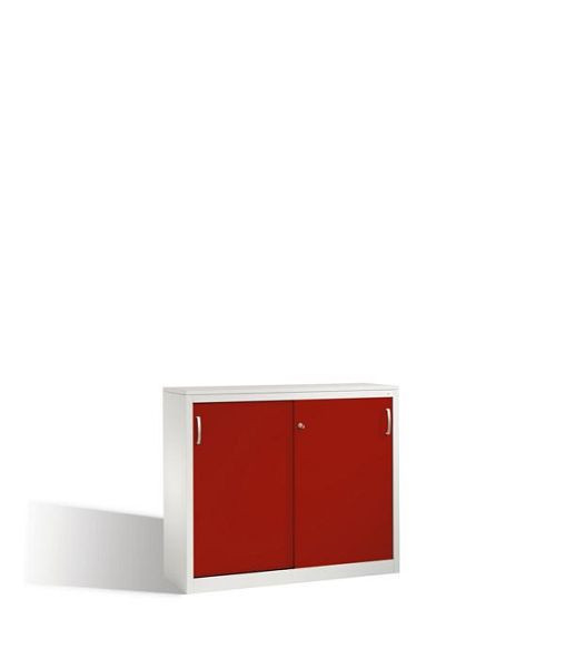 C+P Sideboard mit Schiebetüren Acurado, H1000xB1200xT400mm, Farbe: Lichtgrau / Rubinrot, Bügelgriff, 2046-00 S10104