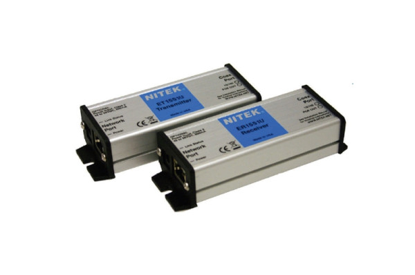 Nitek EL1551U-P Ethernet Extender, bis zu 300m über Zweidraht, 1x 100BaseT- Port, TX/RX-Set, PoE, EL1551U