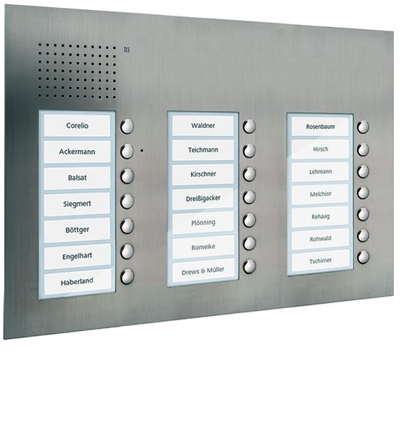 TCS Audio Außenstation Serie PUK 21 Klingeltasten (rechtsbündig), 3-spaltig, UP Edelstahl, PUK21/3-ES