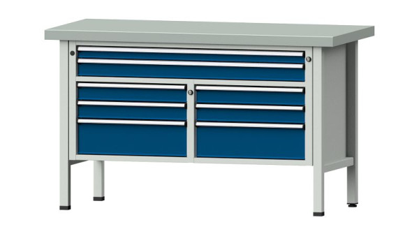 ANKE Werkbänke Kastenwerkbank, Modell 259 V, 1500 x 700 x 900 mm, RAL 7035/5010, ZBP 50 mm, 304.159