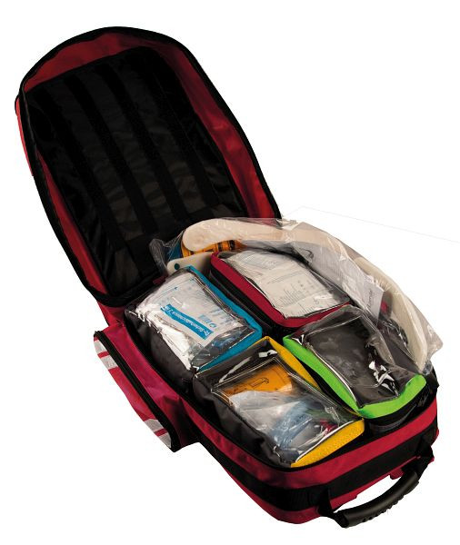ultraMEDIC Erste Hilfe Rucksack mit Füllung DIN 13157 und Sonderfüllung für Betriebsanitäter, SAN-400-R-FA