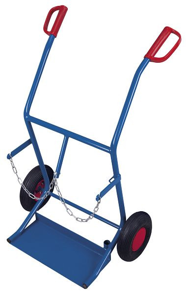 VARIOfit Stahlflaschenkarre für 2 Flaschen a 20 Ltr. Inhalt, Außenmaße: 710 x 570 x 1.110 mm, RAL 5010 enzianblau, fk-1101
