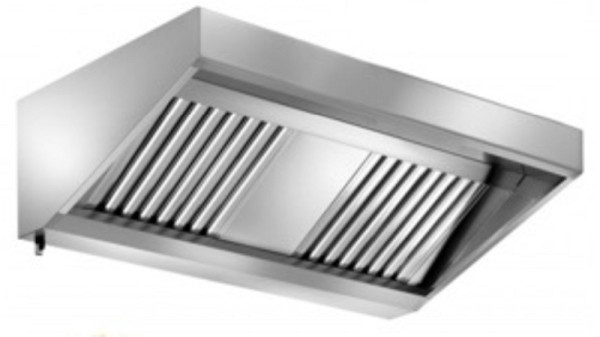 A&S Gastro Wandhaube Edelstahl, umlaufende Auffangrinne, herausnehmbare Flammschutzfilter Typ-B, Ablassventil, 800 x 700 x 450 mm, WHE80/70